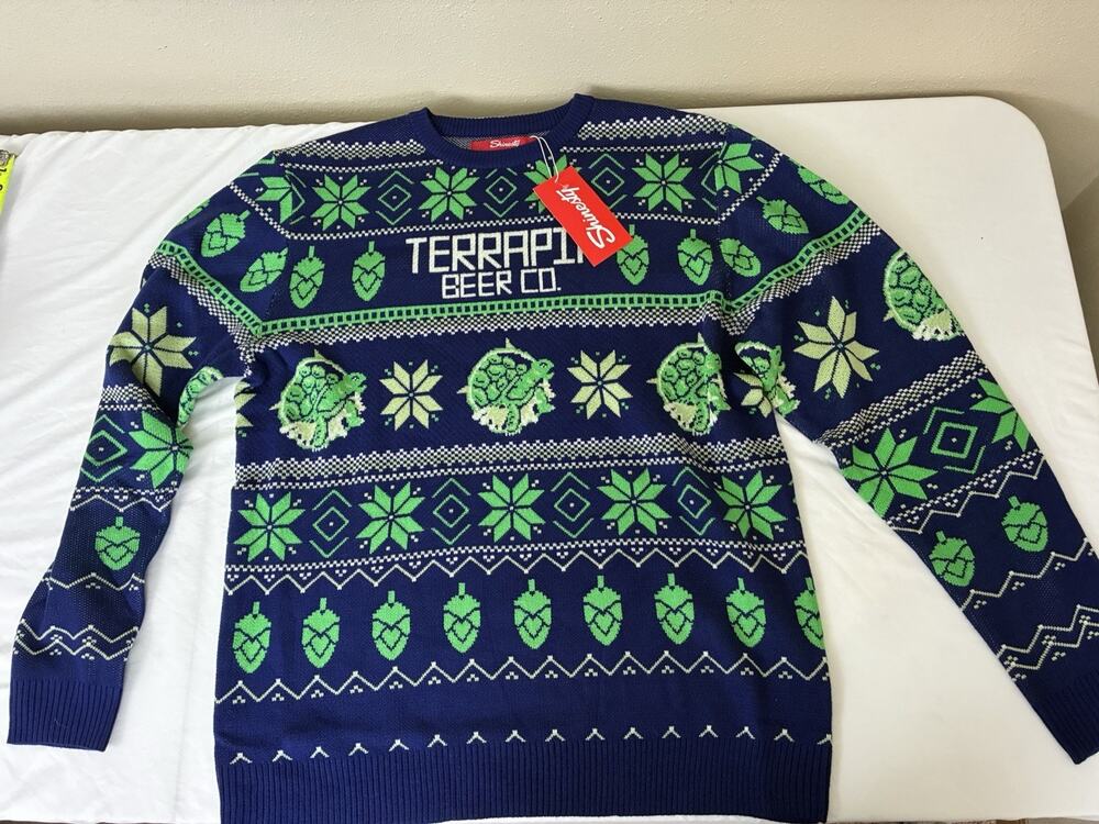 Terrapin Beer Ugly Christmas Sweater Theme w/ Turtles Size XL NWT